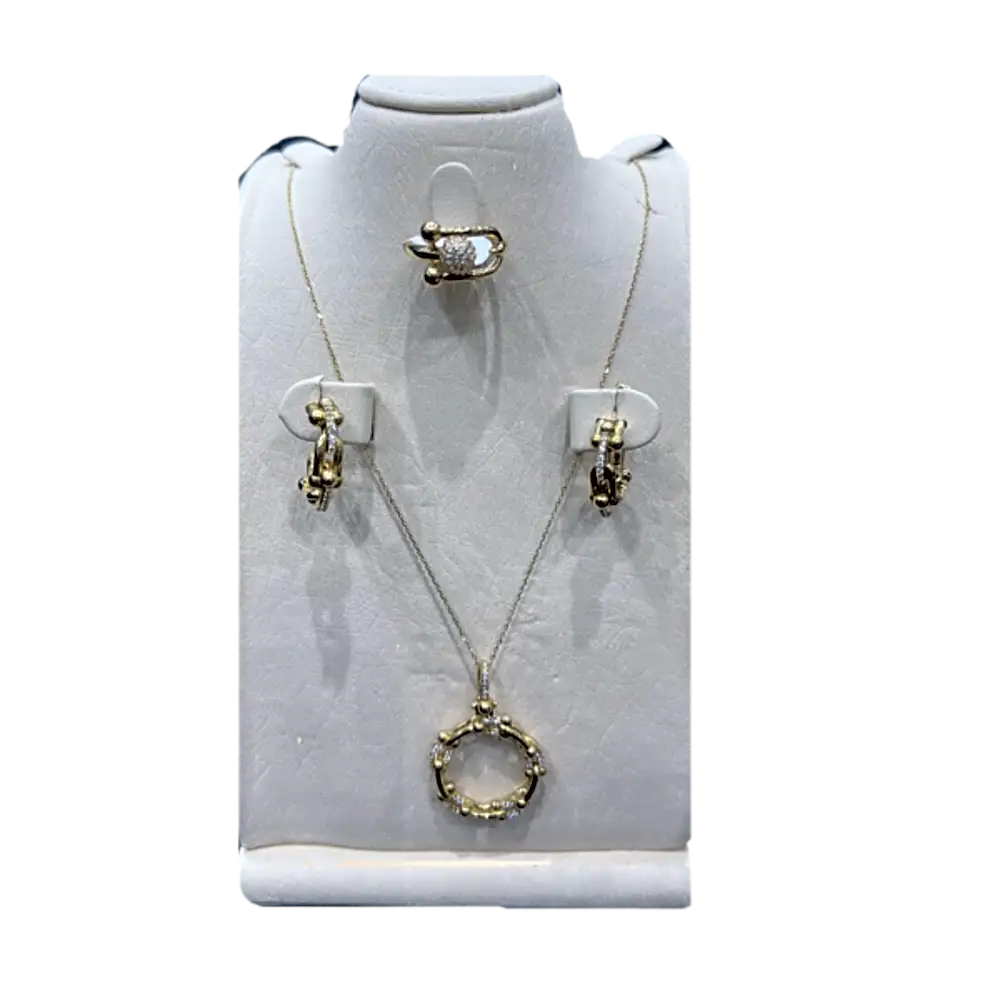 A gold set in the form of circles with a ring