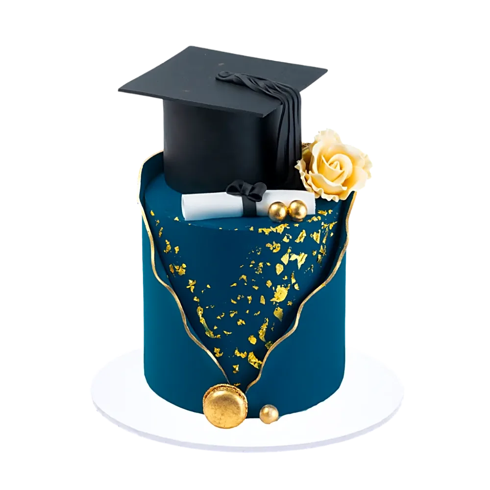 Blue & Gold Graduation Cake