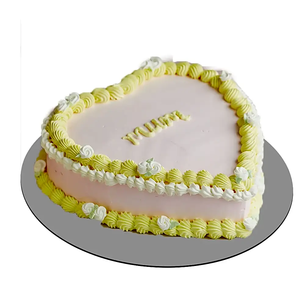 Yellow Heart Mum Vintage Cake