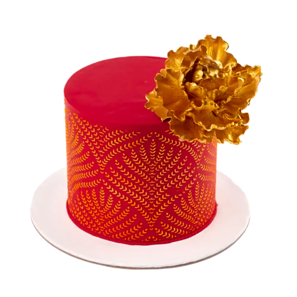 Gold leaf flower cake