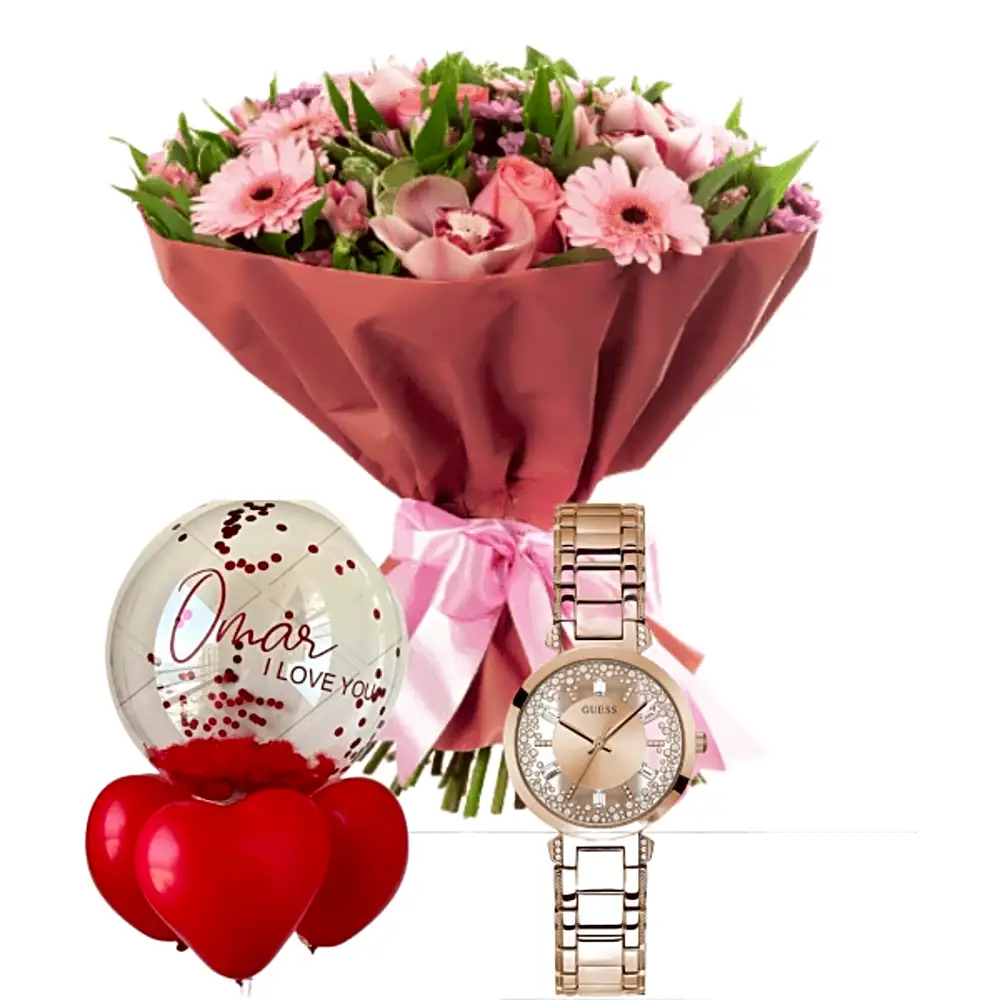 Birthday flowers and Watch gift 17