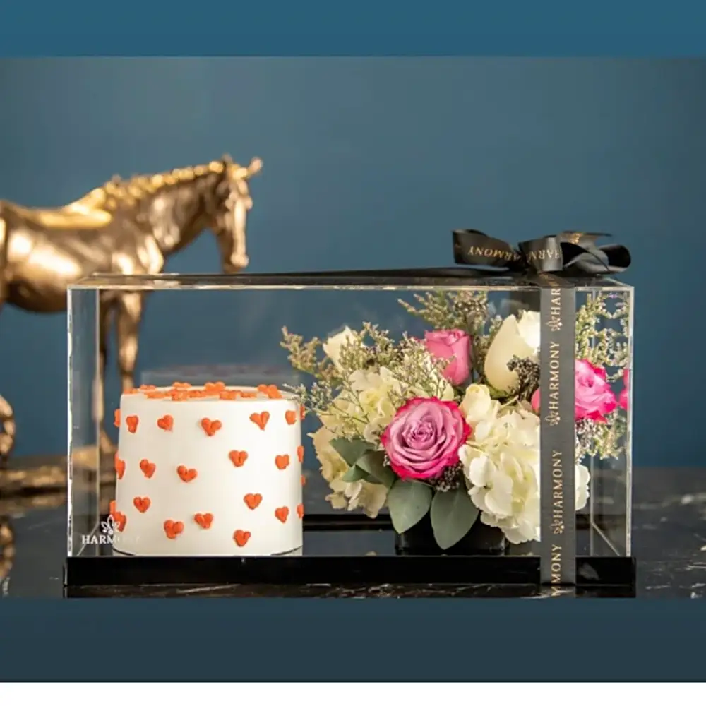 White Birthday Cake with Roses Bundle