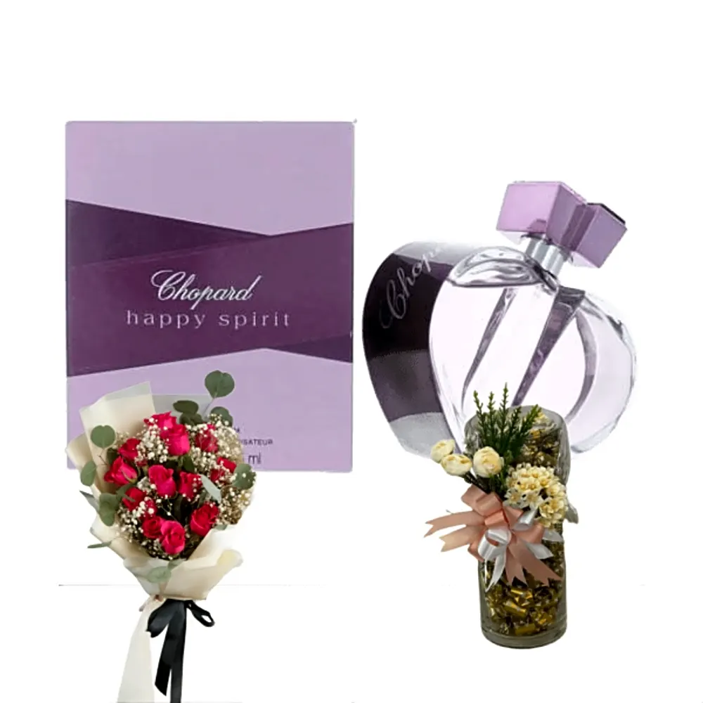 Birthday perfume gifts with chocolate and flowers 7