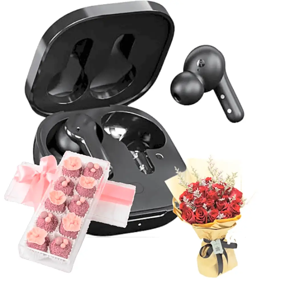 Birthday Gifts headphone with chocolate and flowers 16