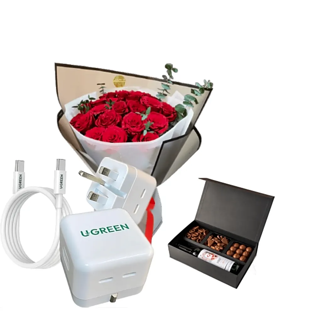 Corporate Gifts flowers with charger 28
