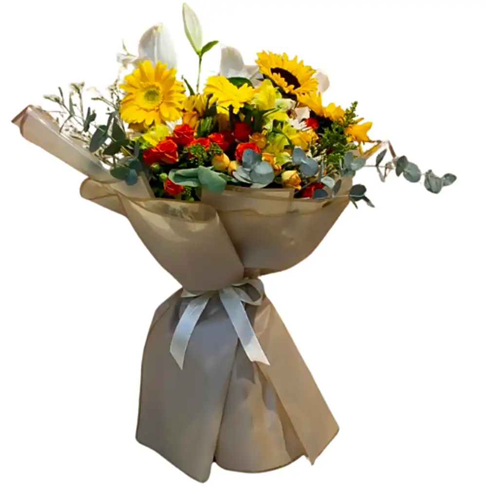 SUNFLOWER & RED-ROSES BOUQUET