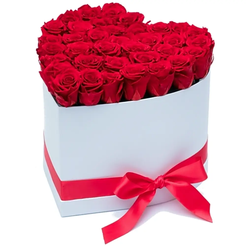 Lovey Red Roses in a Heart Box -