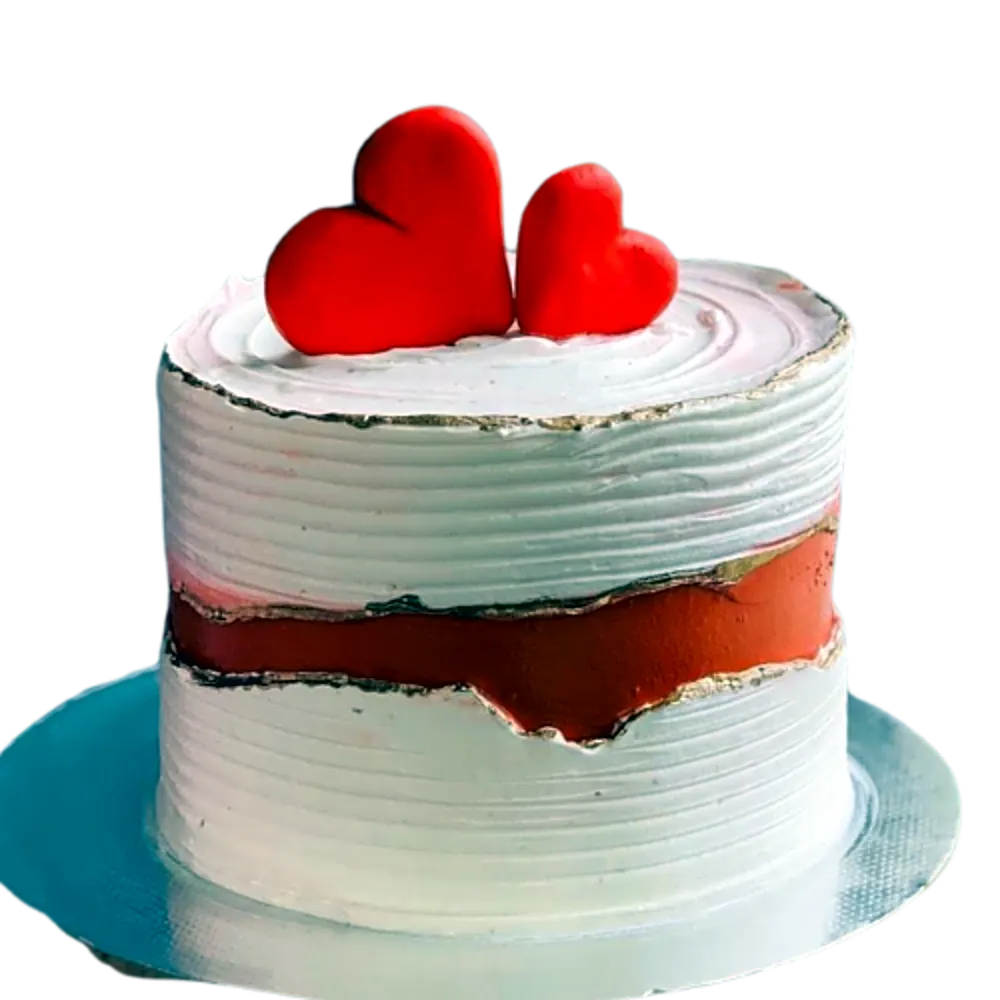 Red hearts cake
