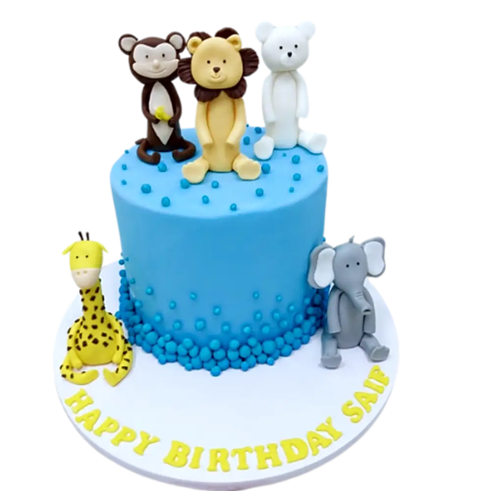 Blue zoo cake