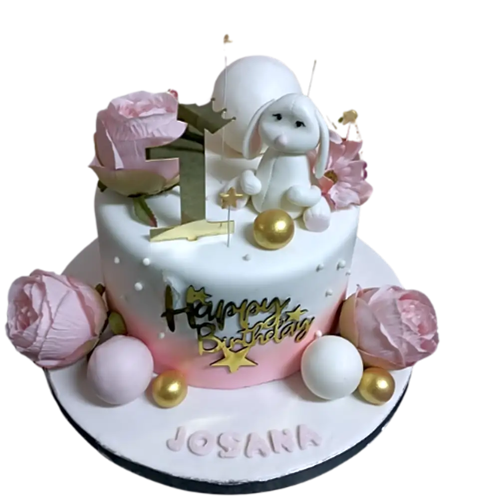 Doll cake and pink roses