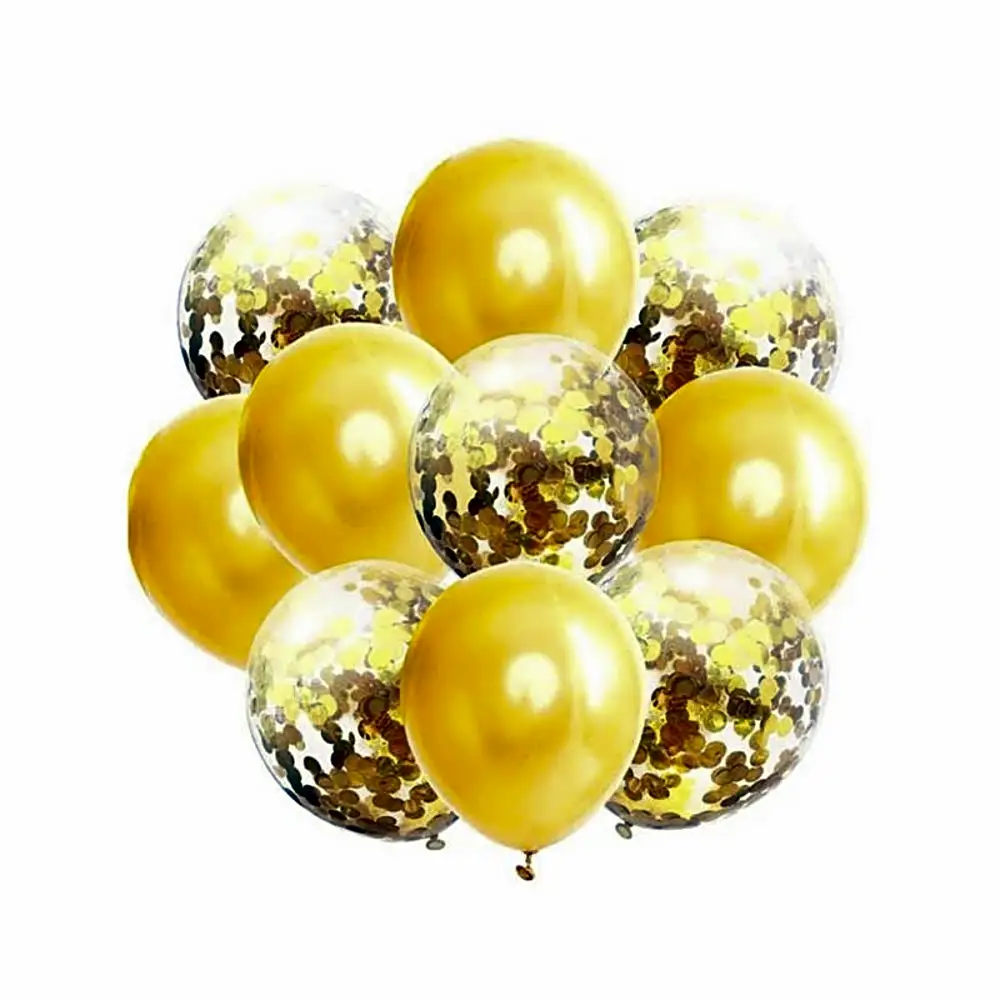 5 ballons yellow and gold