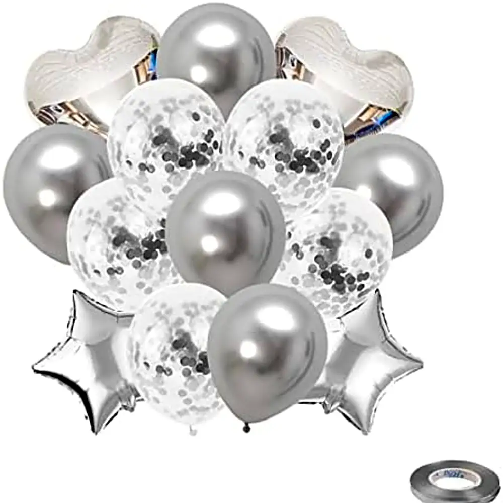 5 silver ballons