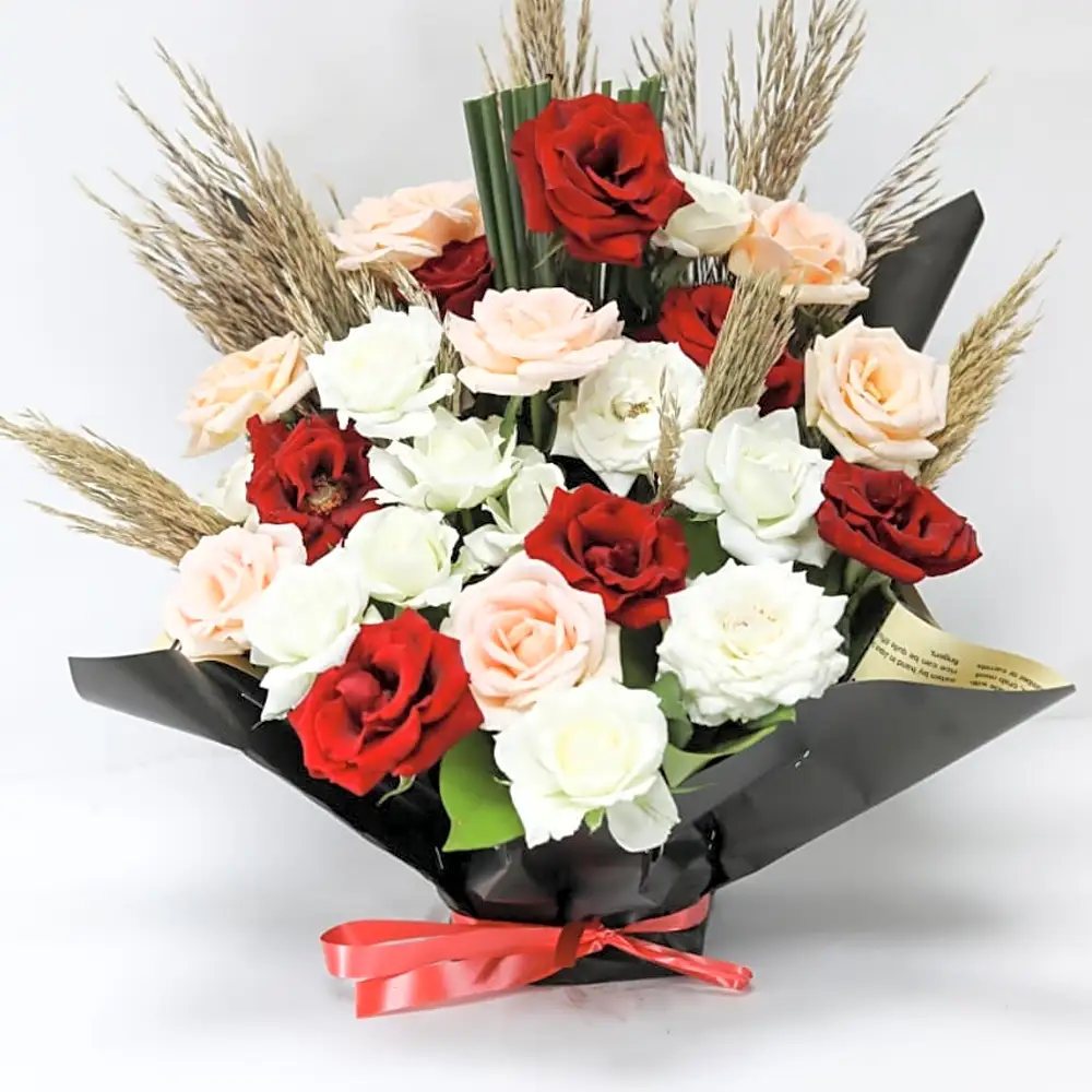 Bouquet of white and colorful roses 1