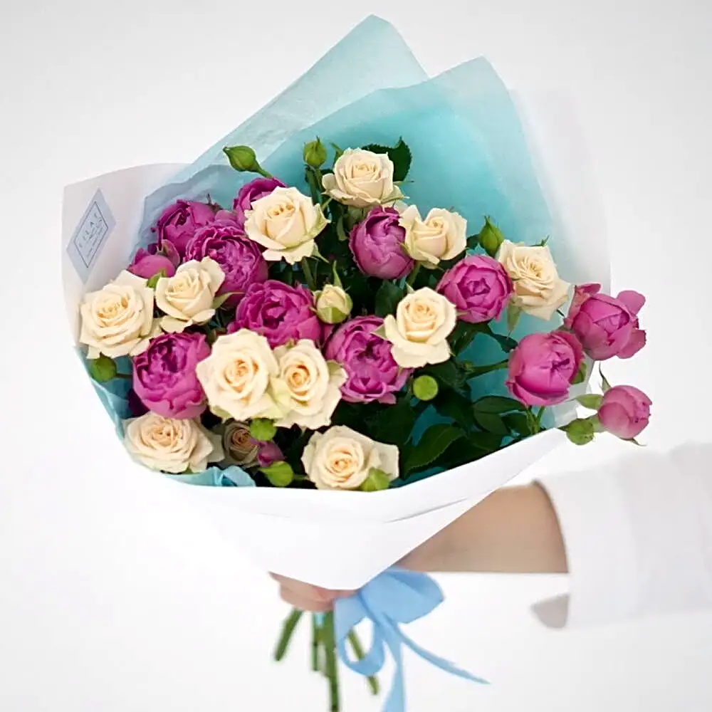 Peony Spray Rose Bouquet + Gift Message Cardm 1