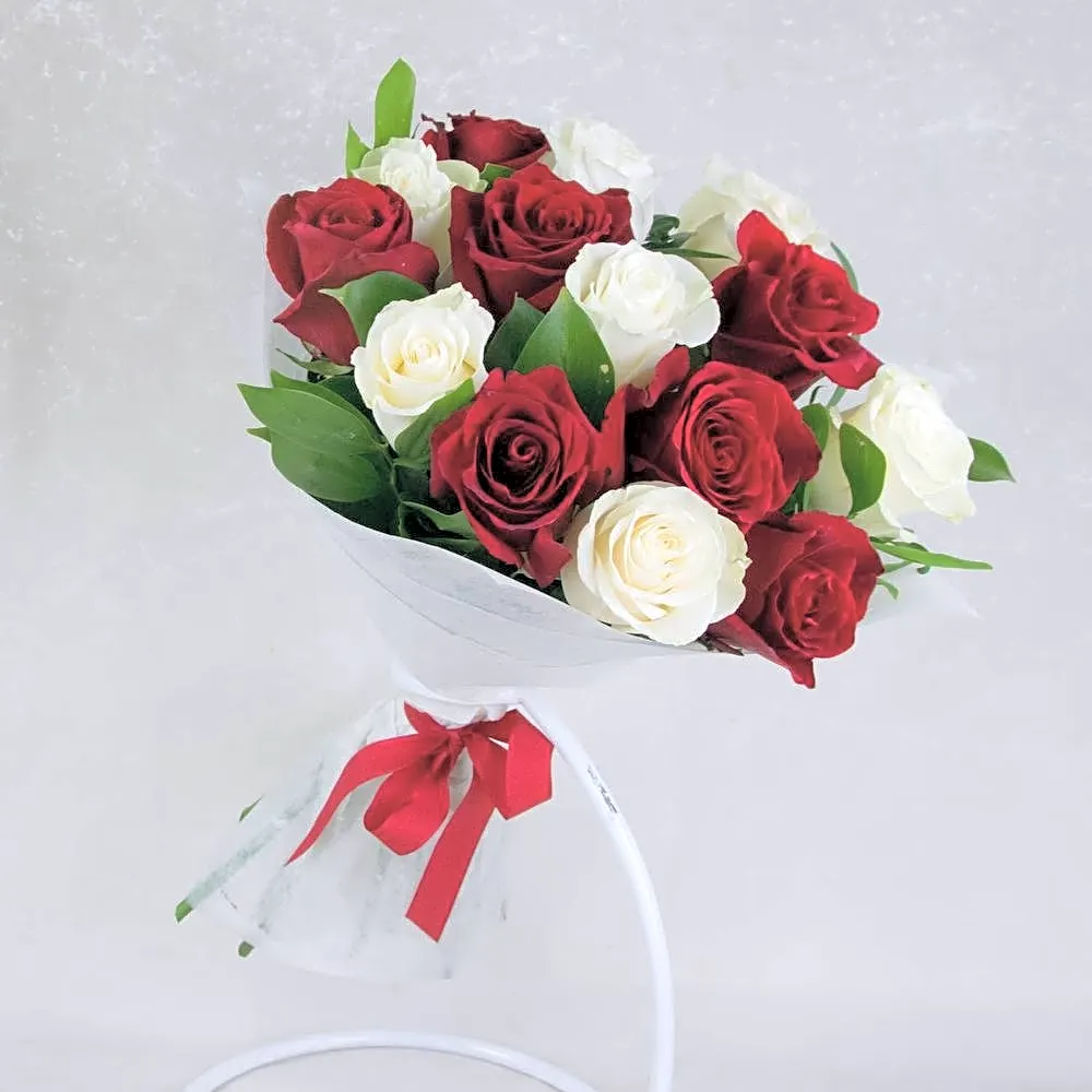 Red and white roses