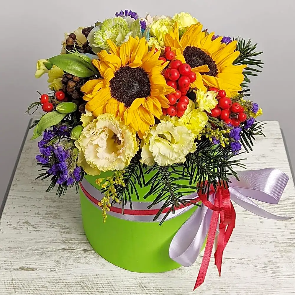 Box with Sunflowers