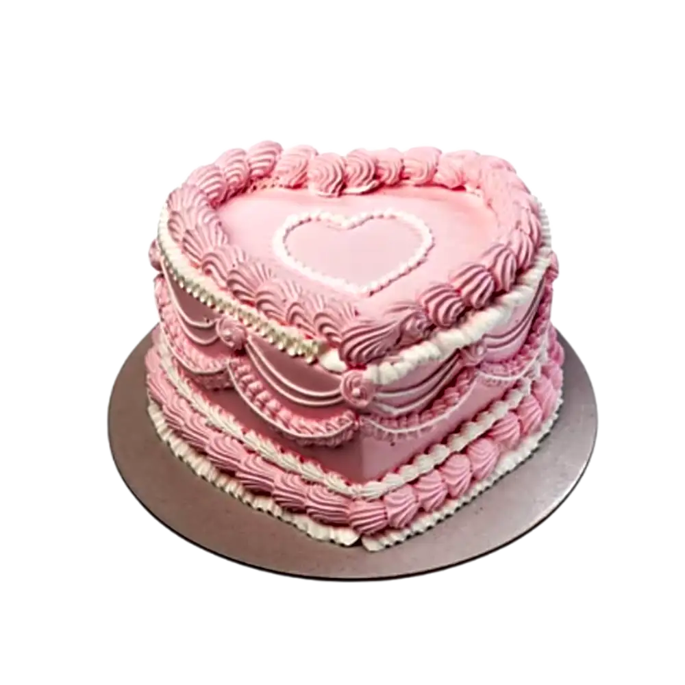 001 pink heart cake