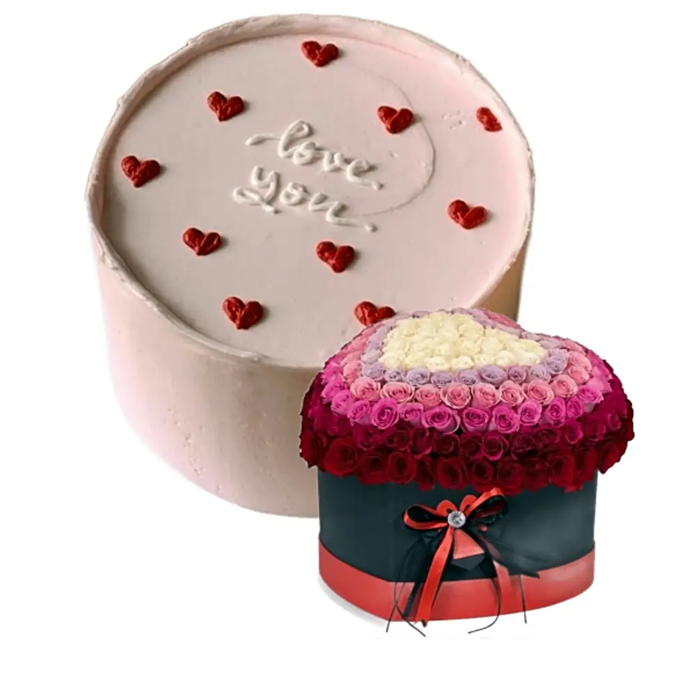 valentine's cake and flowers 9