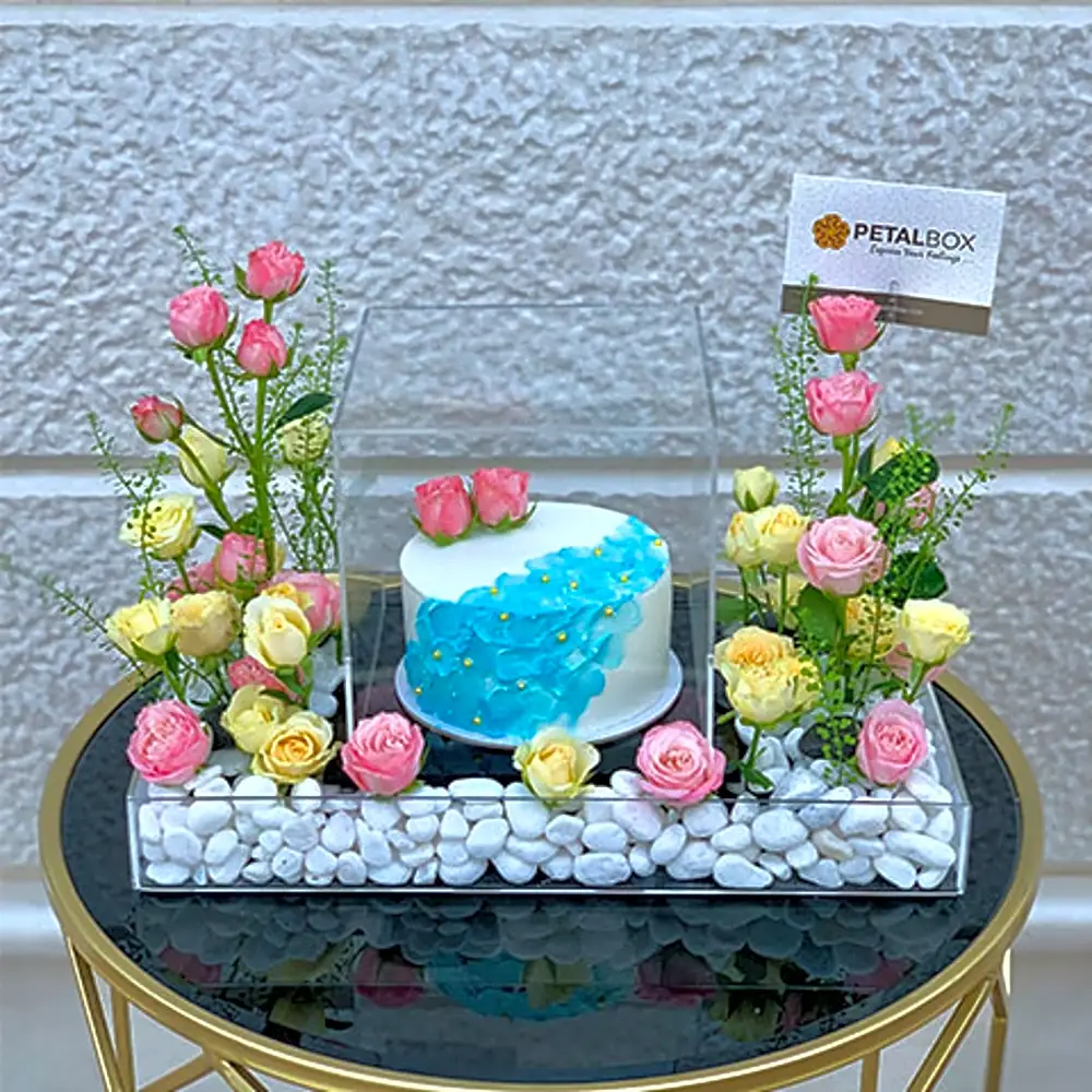 Flower And Cake Arrangement