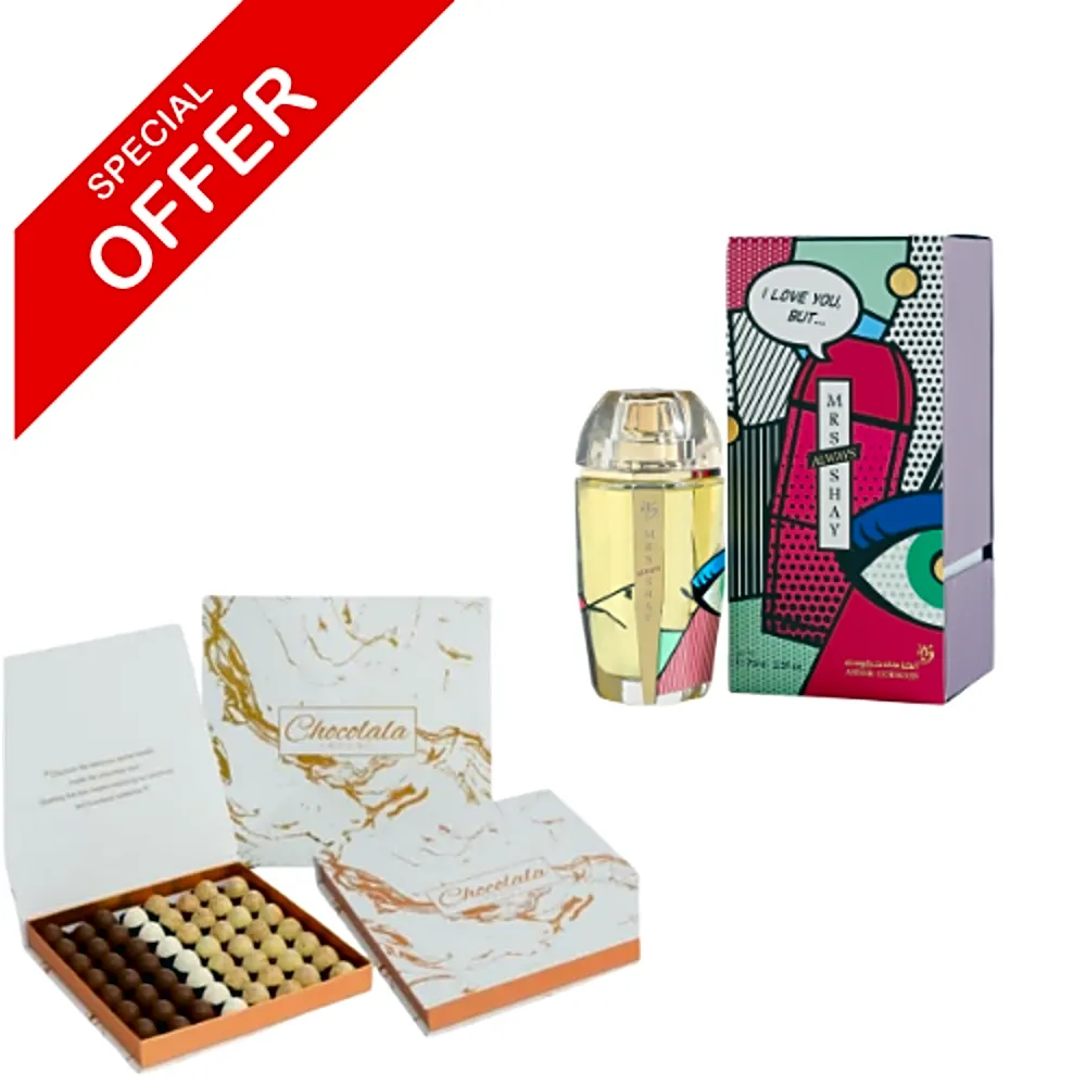 Mrs. Always Shay Parfum (75ml) with Egg Chocolates 28*28 (56 Pieces)