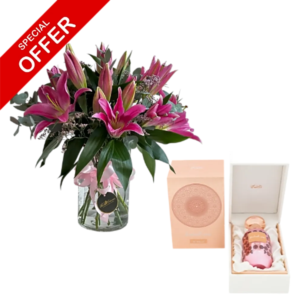 lilies vase and Lamaan - Oud Rose