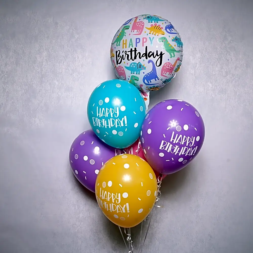 6 Colorful Birthday Latex Balloons 1 Foil Balloon - 5721