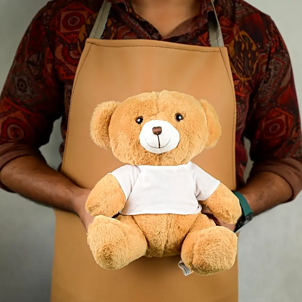 Plush Light Brown Teddy Bear with White Shirt-5441