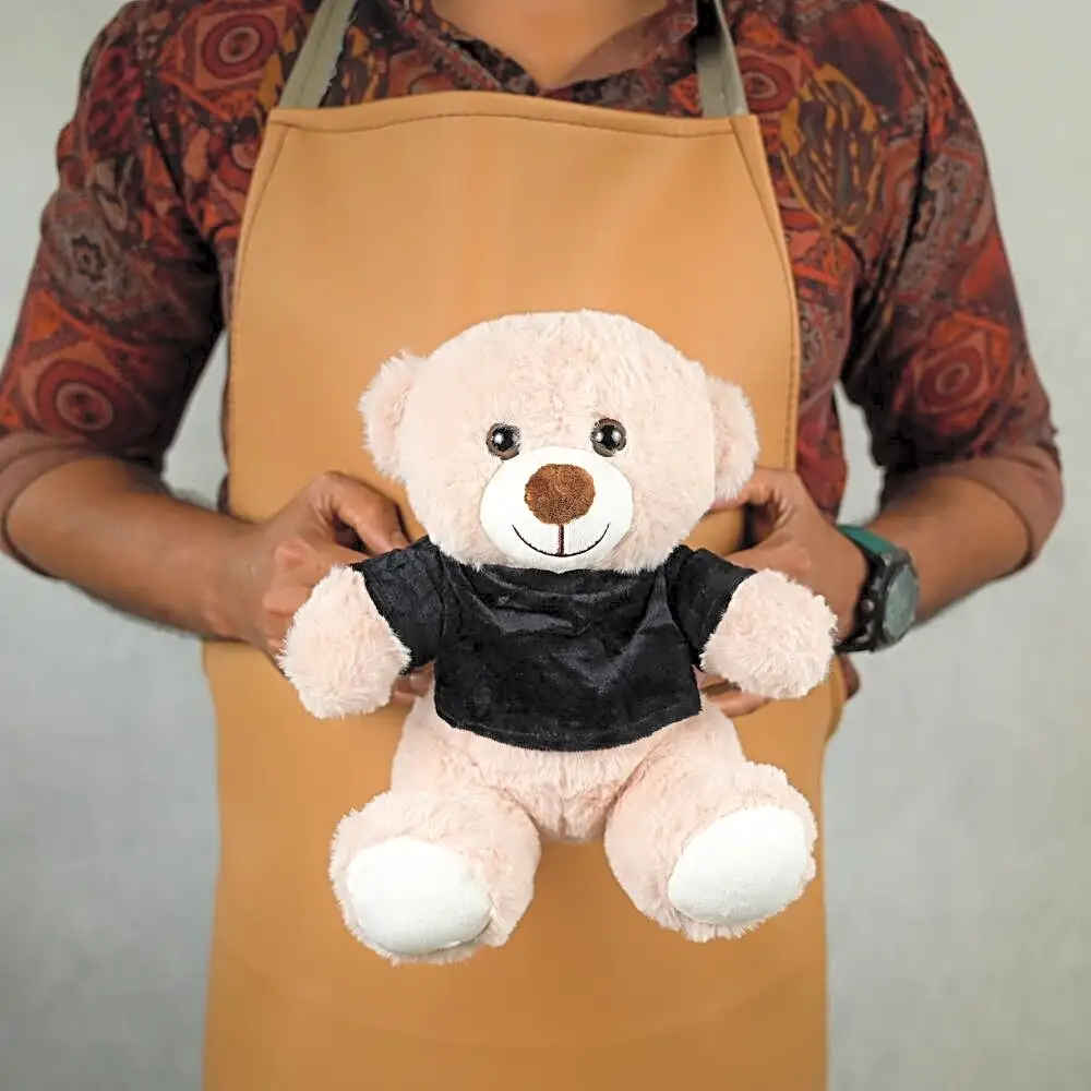 Plush Light Brown Teddy Bear with Black Shirt-5444