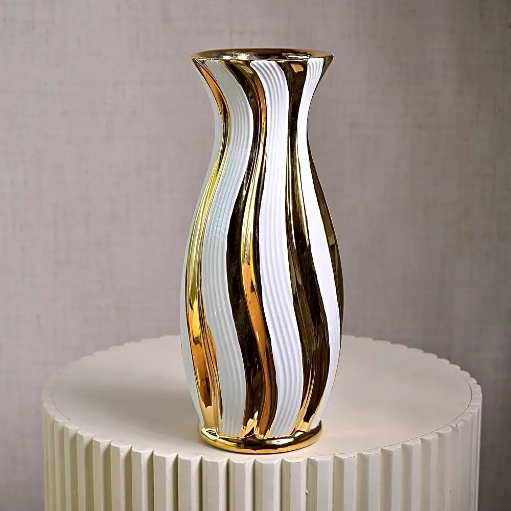 Gold White Ceramic Vase 6818