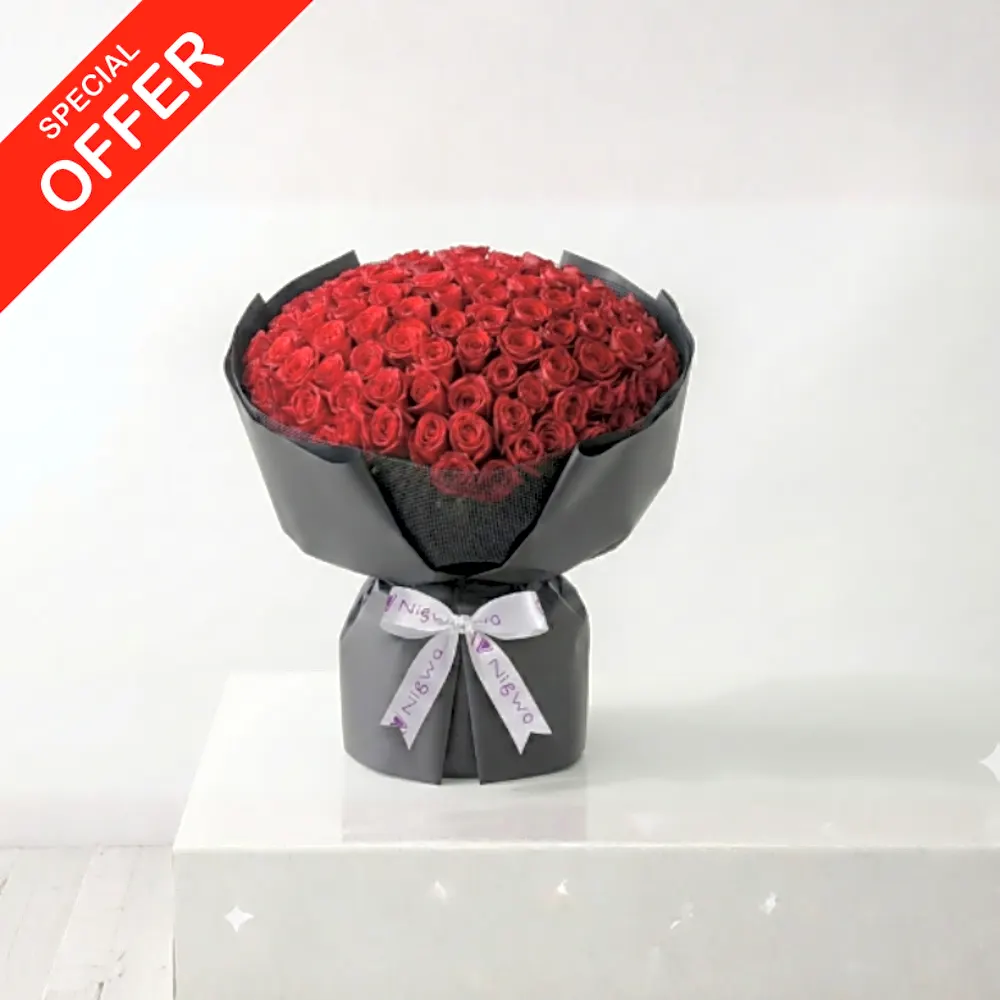 Delight _ Valentine s Hot red Classic Rose Luxurious Basket