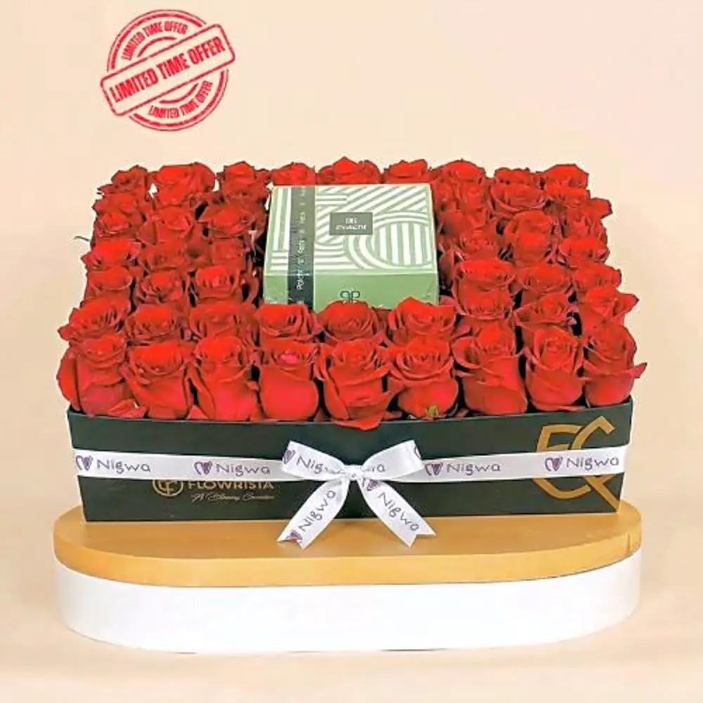 Valentine’s Gift – Patchi Chocolate & 53 Red Roses