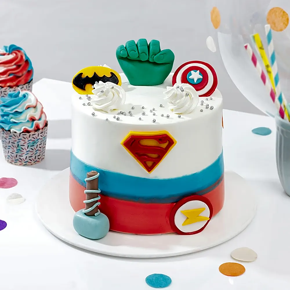 Superhero Themed SemiFondant Cake 1 kg