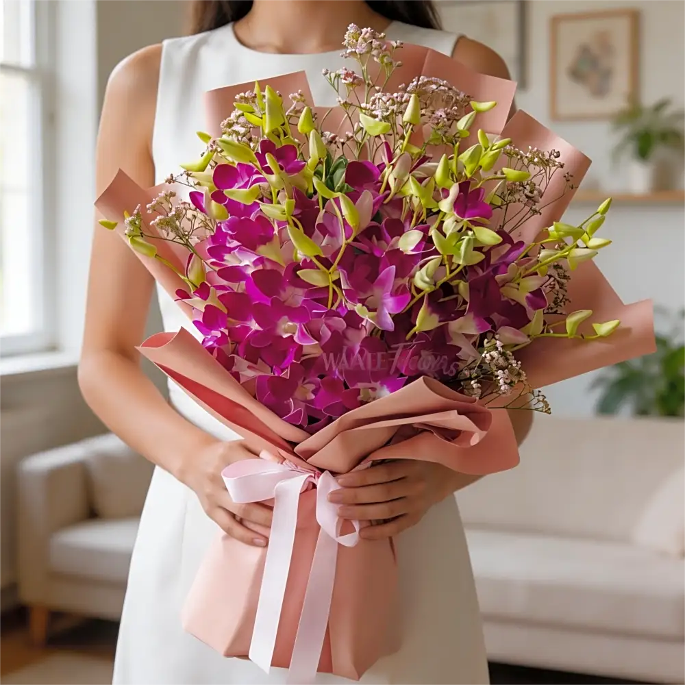 Bouquet of 10 Purple Orchids