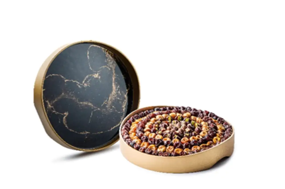 Resin desert art black wooden Round Tray small