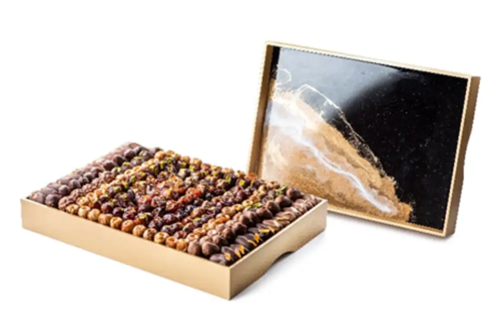 Resin desert art black wooden Rectangular Tray