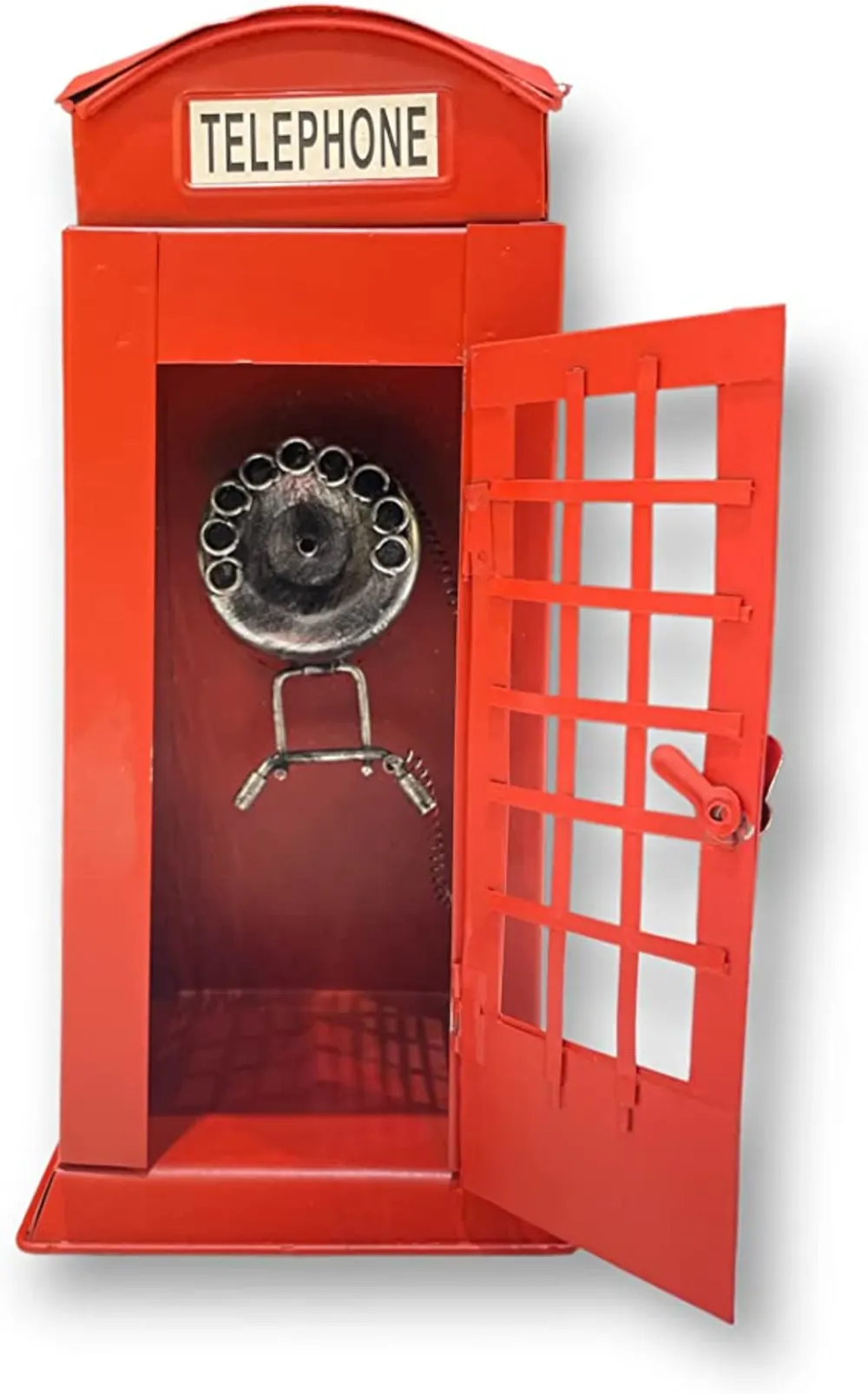 Antique Metal Iron Red London Telephone Box Phone Booth