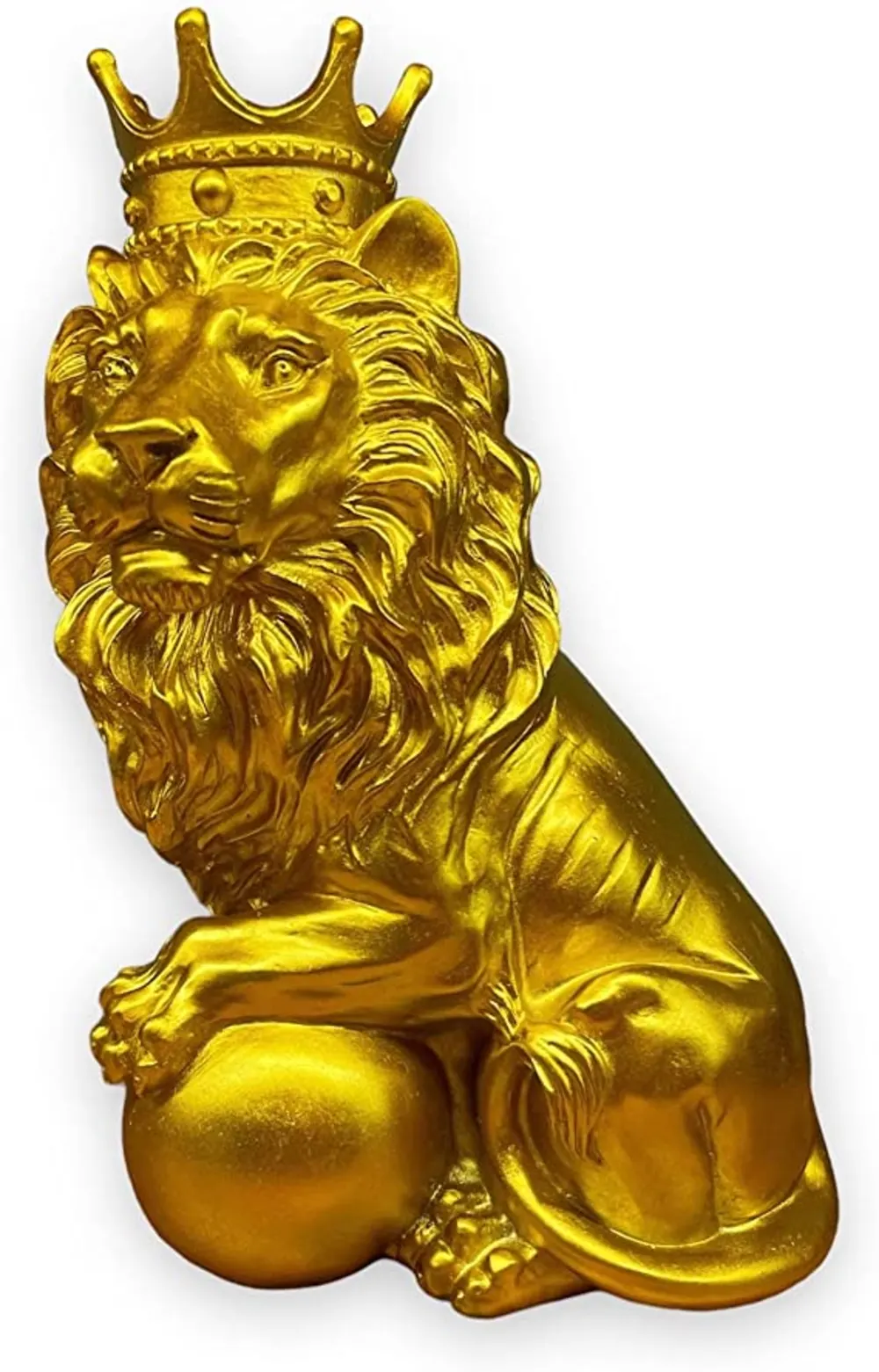 Resin Lion Statue With Crown Wild Animal