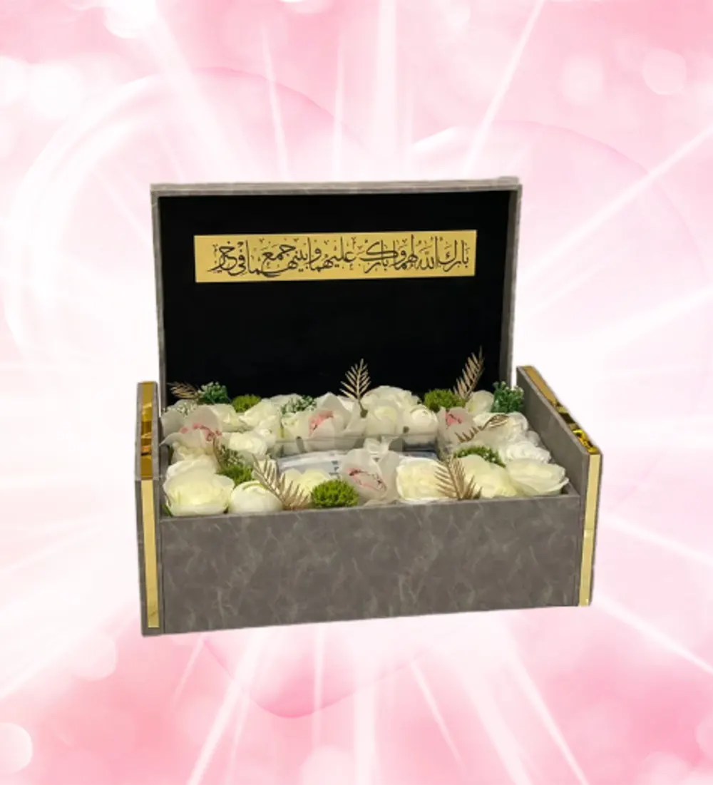 A dowry box with luxurious artificial roses