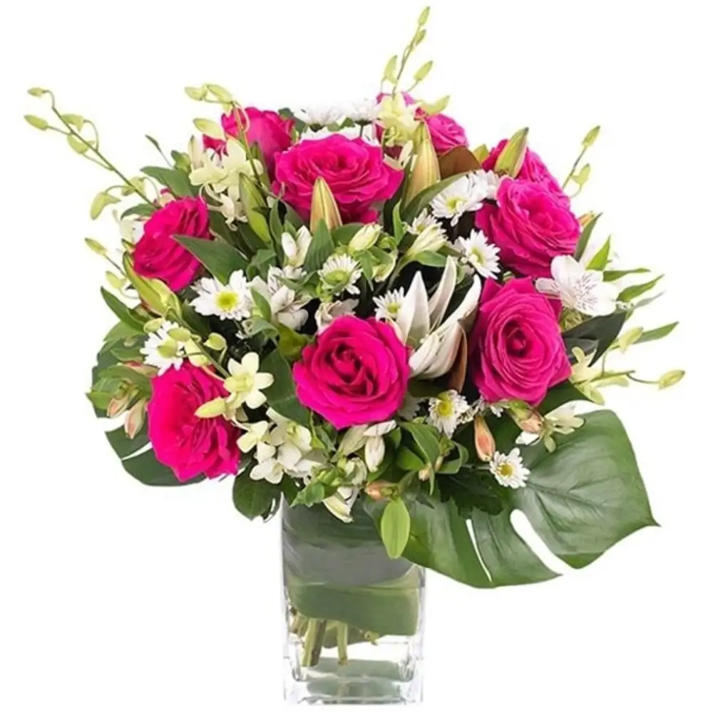 PINK ROSES AND LILIES LOVE