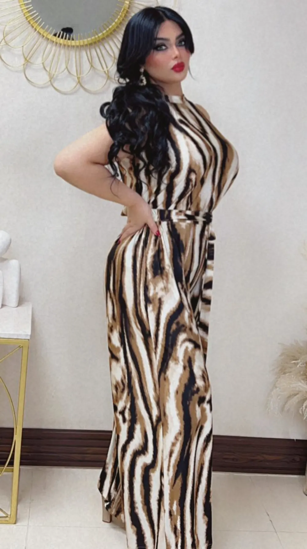 Pleated blouse and trousers