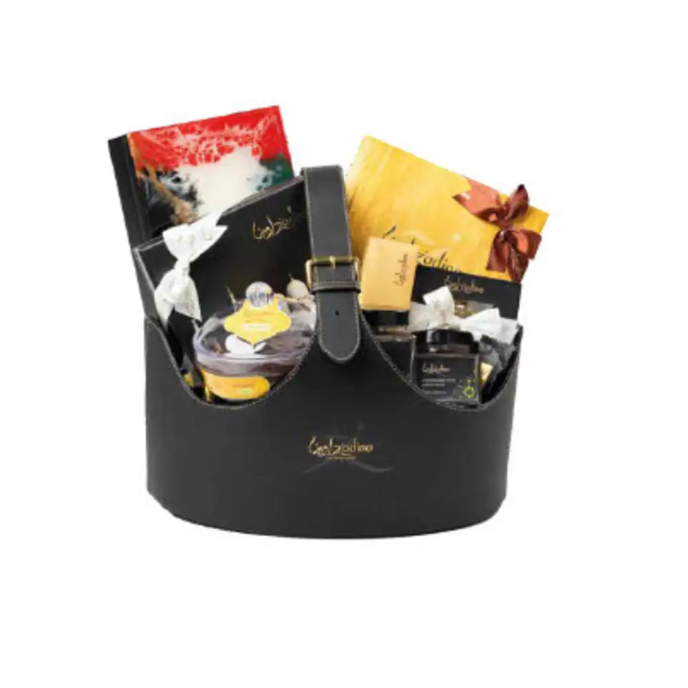 black camel leather hamper