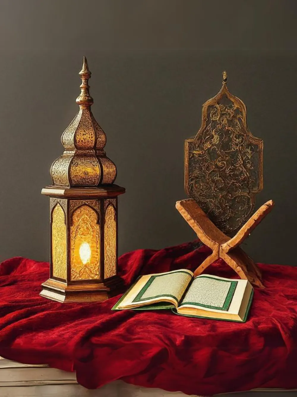 Ramadan metal &The Holy Quran&Wooden Quran holder