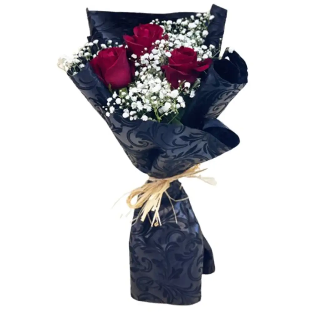 Red rose bouquet with gypsum 2