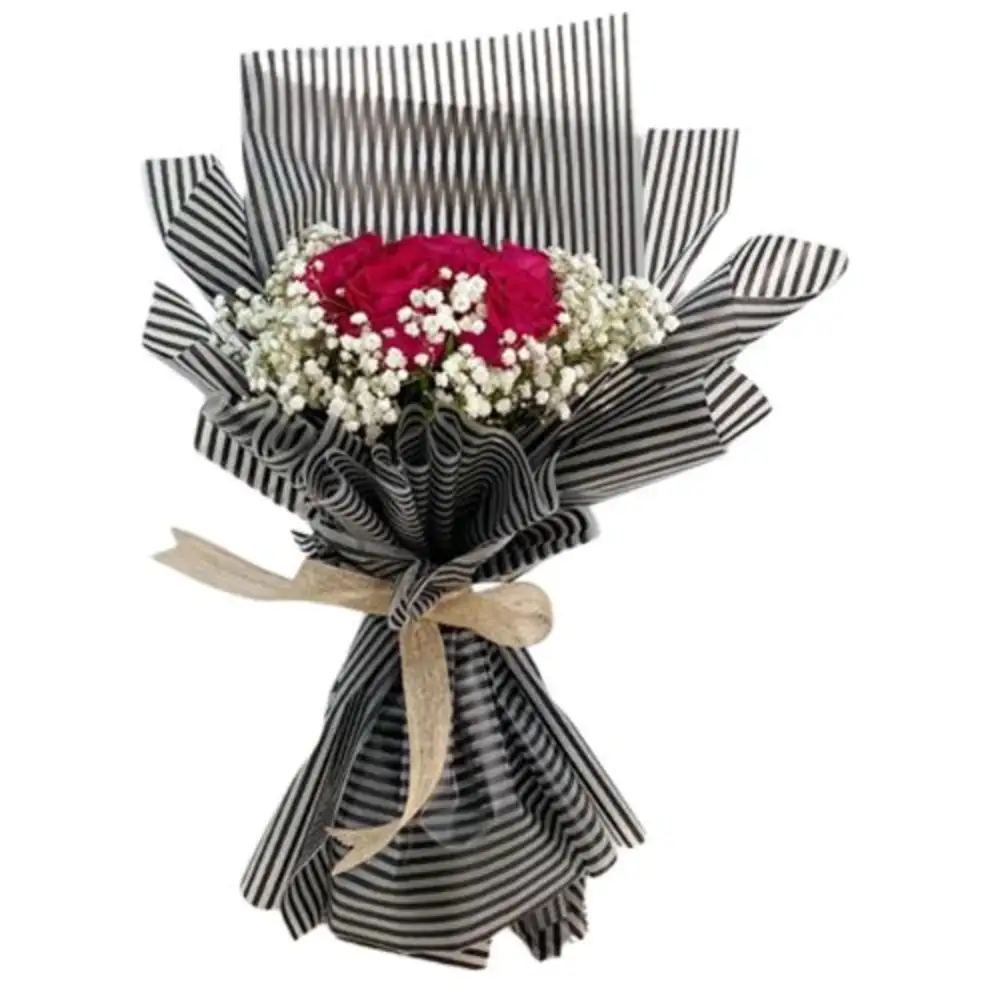 Red rose bouquet with gypsum 4