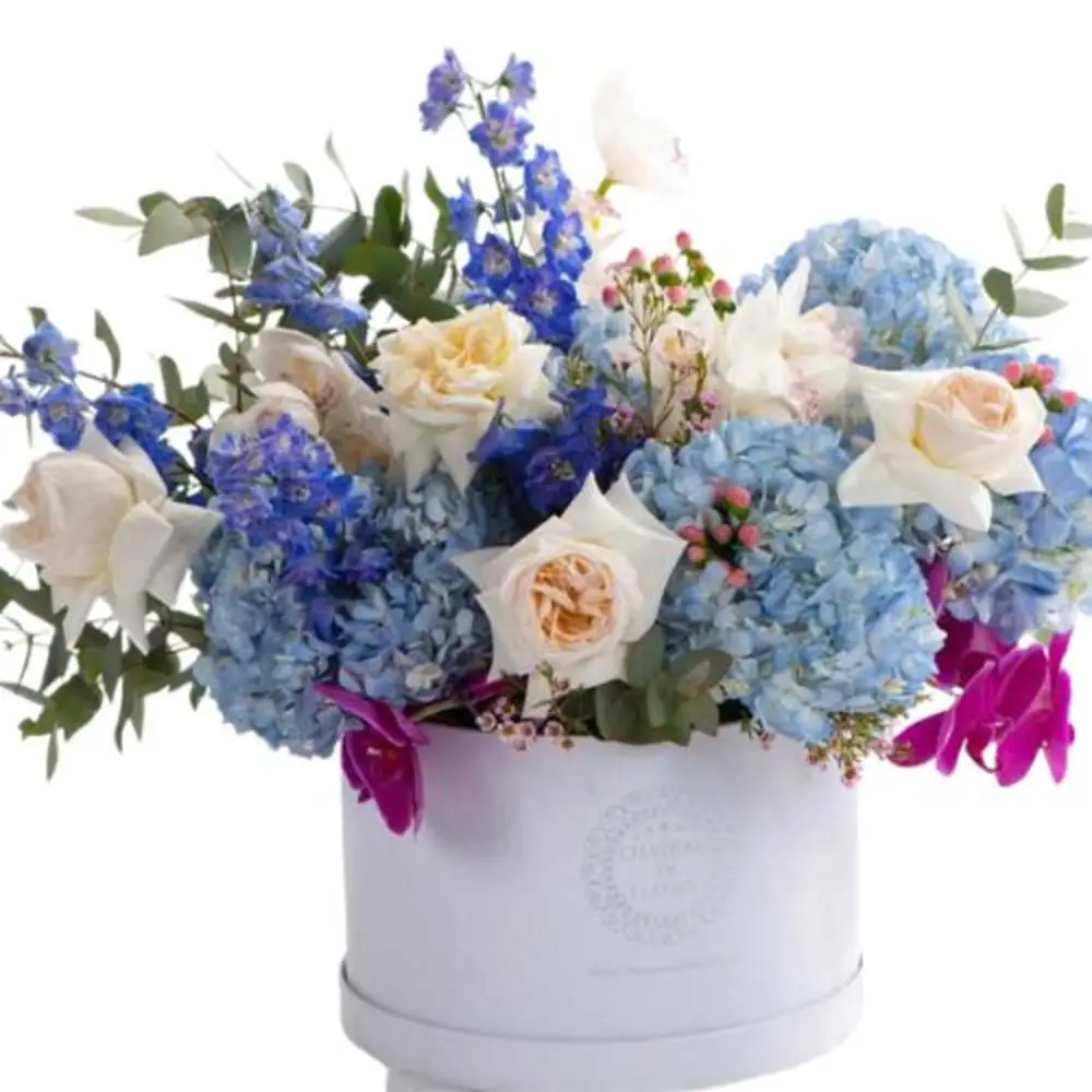 Box Flowers Purple Blue