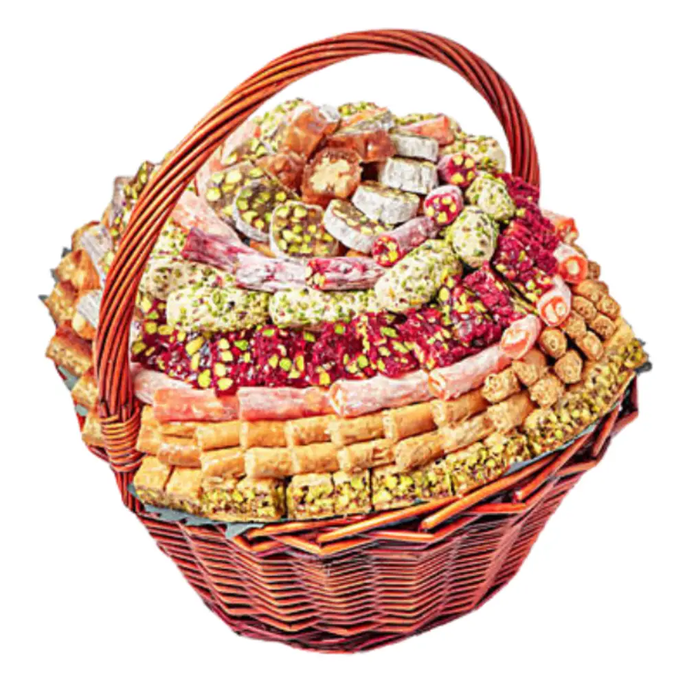 Basket of Mix Baklava and Turkish Delight