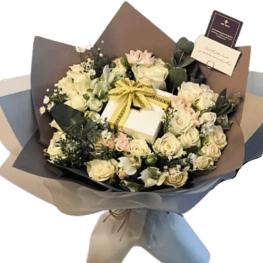 A bouquet of roses with juice