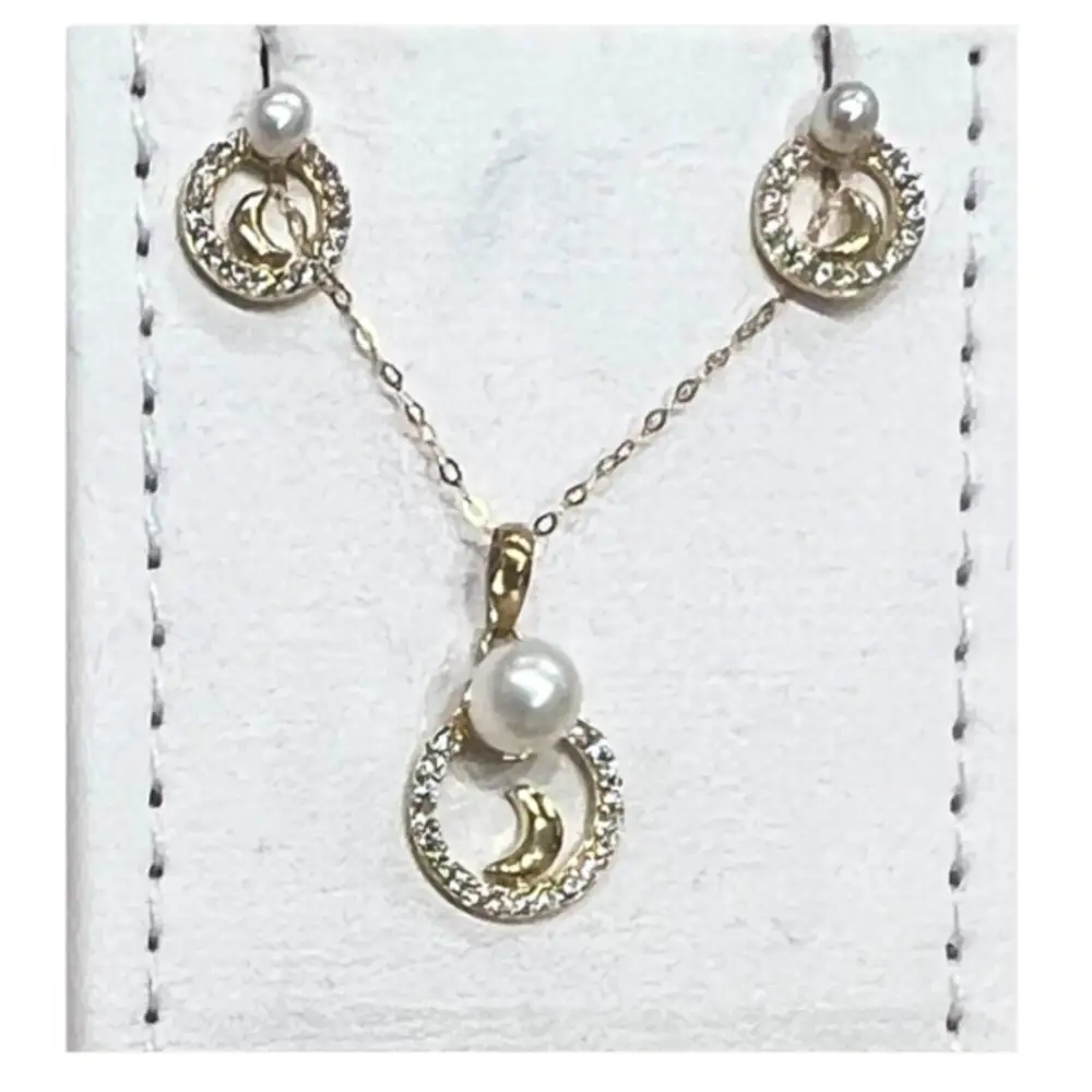 Chain with an oval pendant containing a crescent moon 1
