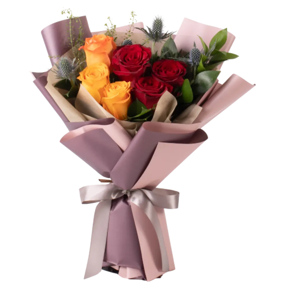 New Day Bouquet / red and orange roses