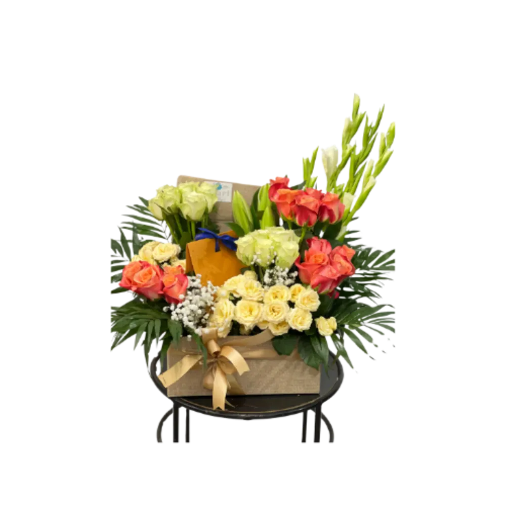 Mixed Orange Flowers Basket